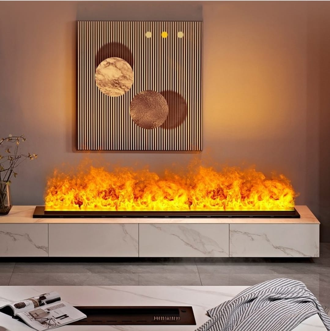 3D water steam fireplace