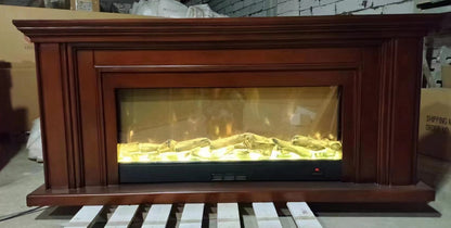 Fire display with wooden table