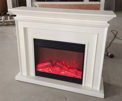 Fire display with wooden table