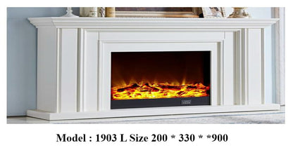 Fire display with wooden table