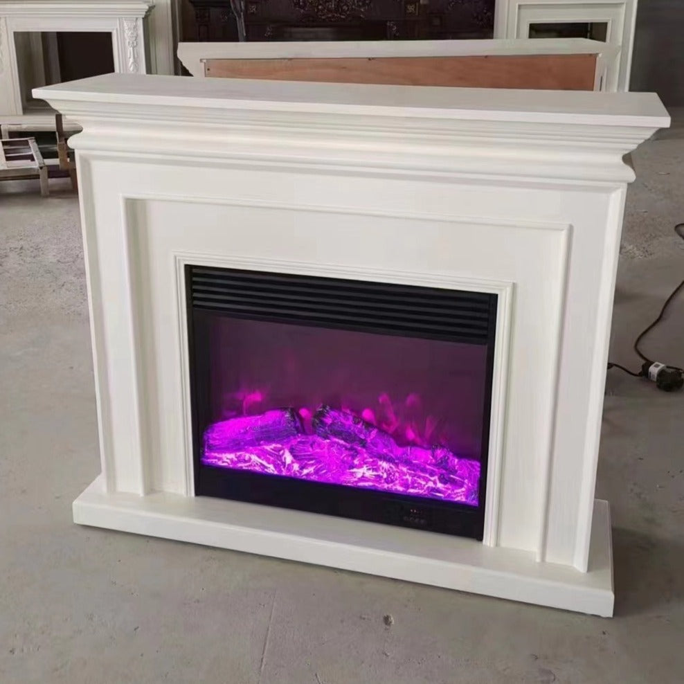 Fire display with wooden table