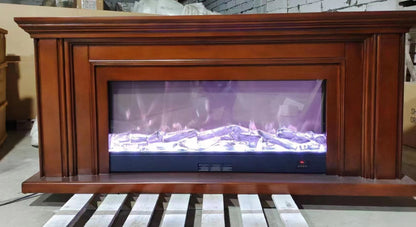 Fire display with wooden table