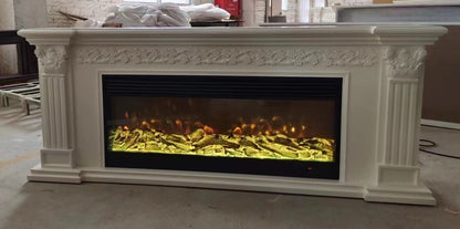 Fire display with wooden table