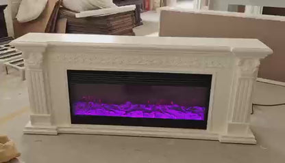 Fire display with wooden table